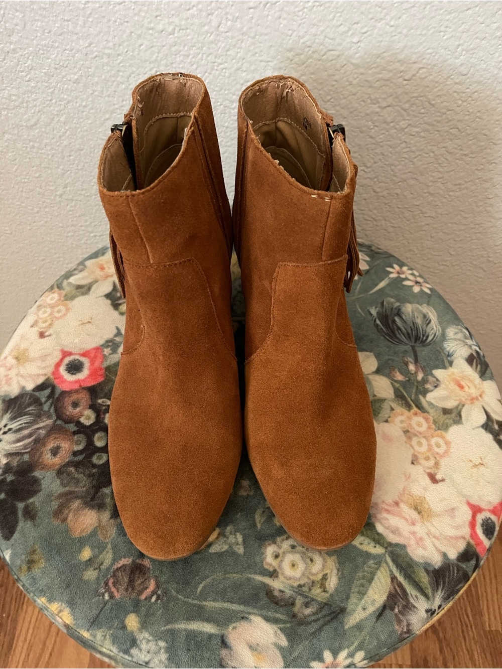 Tahari Cognac Suede Ankle Booties